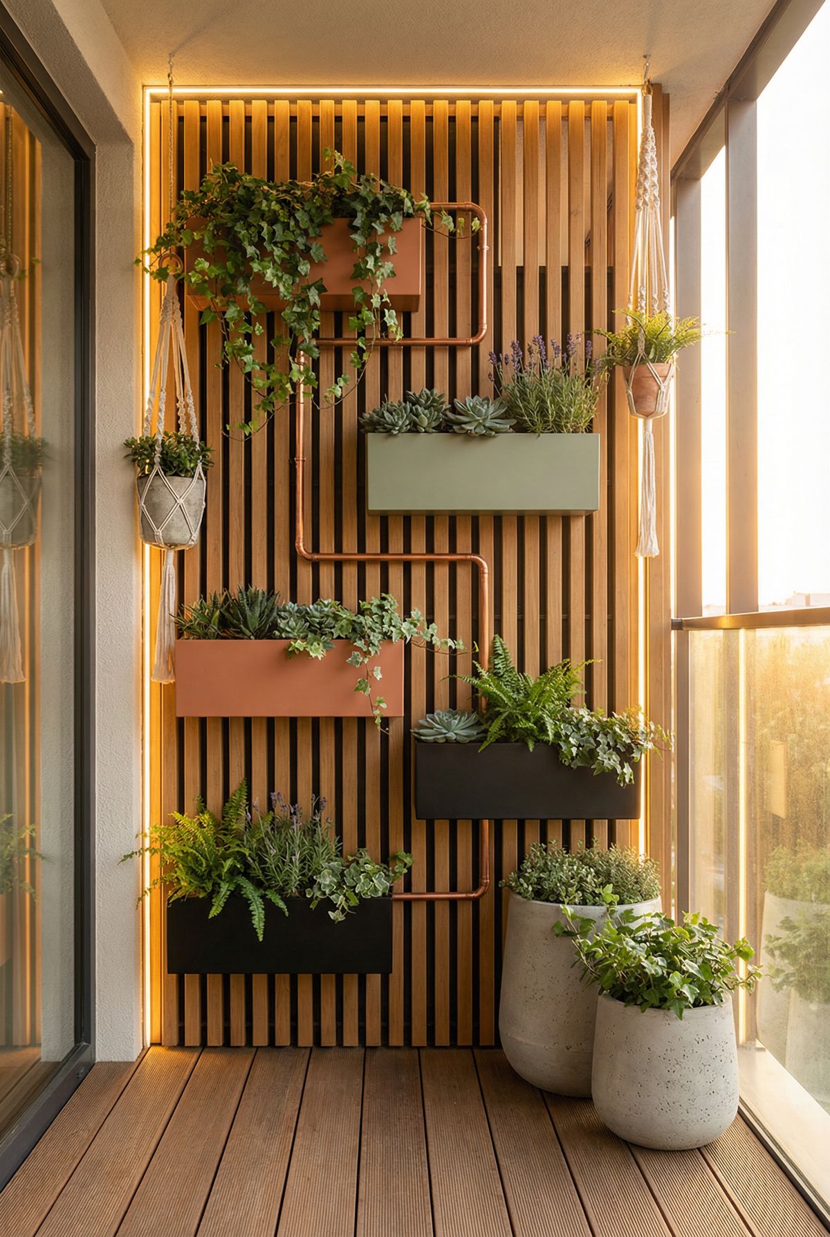 Sunset Coffee Balcony featuring Frameless Glass & Planter Nook #5